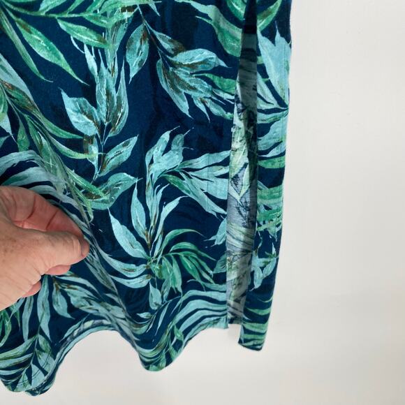 J. Jill Maxi Dress Women’s Large Coastal Tropical Leaves Vacation Resortwear - Picture 4 of 10
